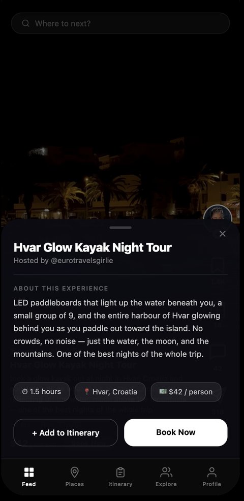 Book an experience directly in the feed
