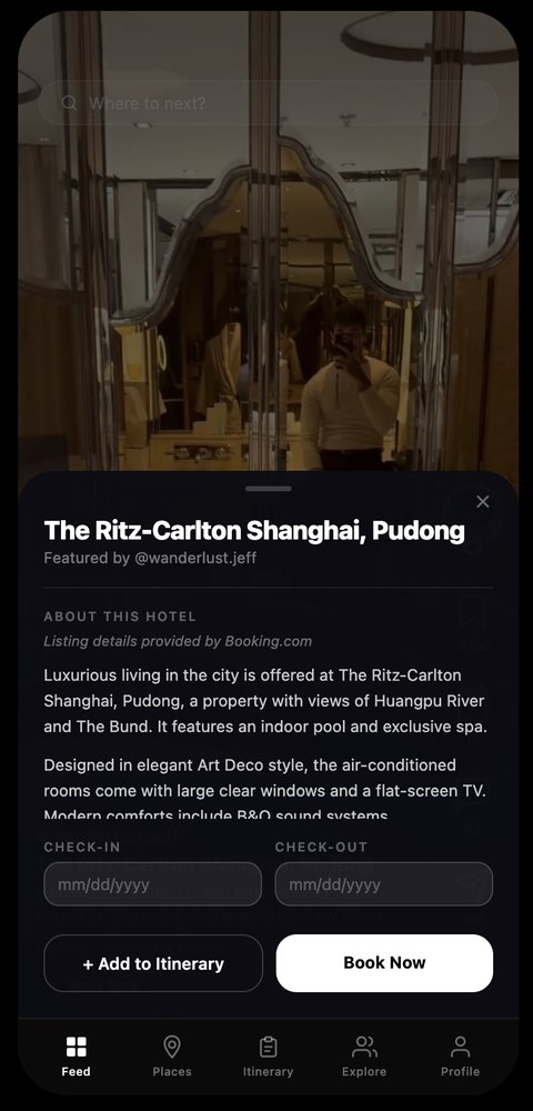 Book a hotel directly in the feed